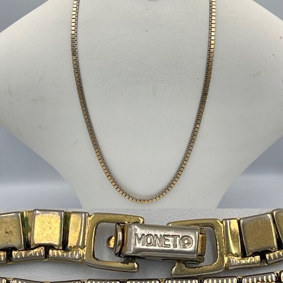 Vintage Monet Extra Long Gold Tone Chain Necklace Estate Jewelry 30" Signed 80s - Picture 1 of 4